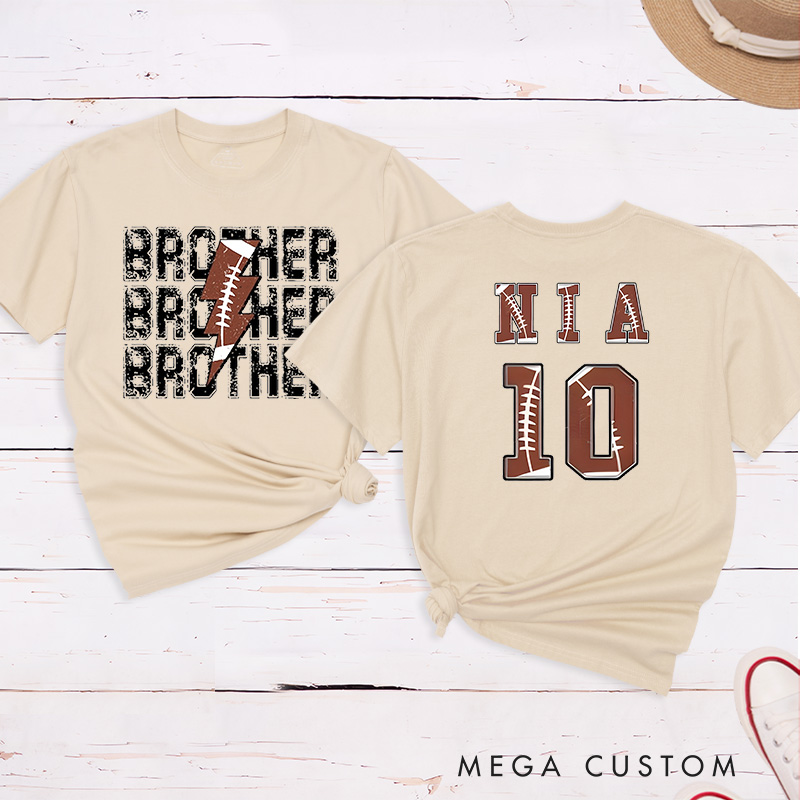Personalized American Football and Rugby Brother T-Shirts with Custom Name and Number
