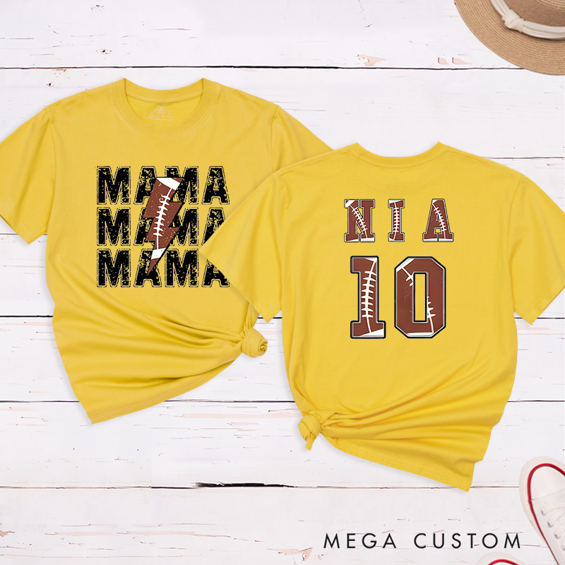 Personalized American Football and Rugby Mama T-Shirts with Custom Name and Number-The Perfect Gift for Mom or Grandma