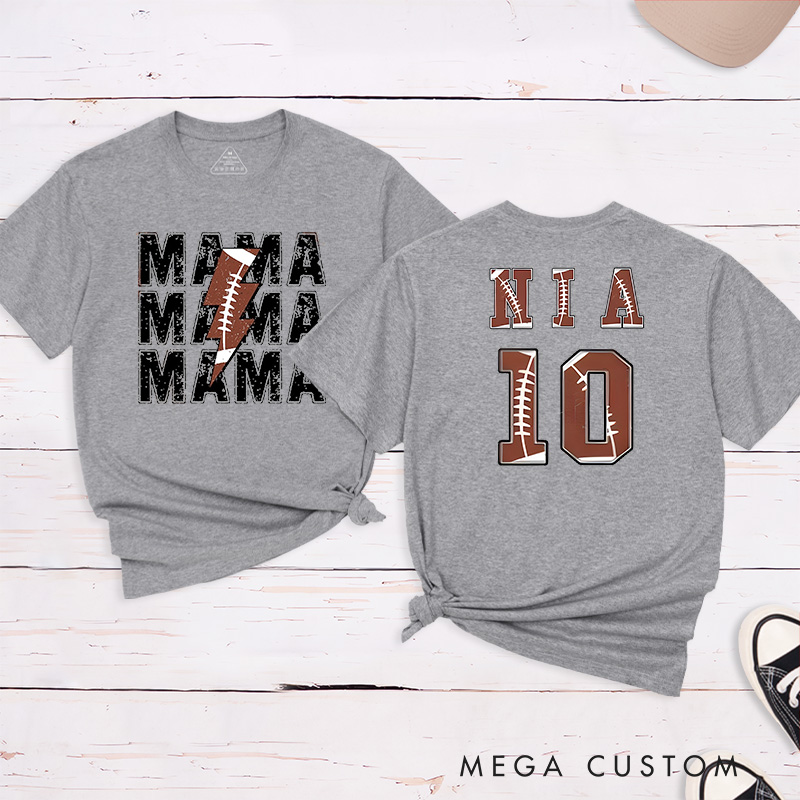 Personalized American Football and Rugby Mama T-Shirts with Custom Name and Number-The Perfect Gift for Mom or Grandma
