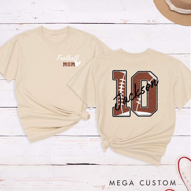 Personalized American Football and Rugby Mom T-Shirts with Custom Name and Number on the Back