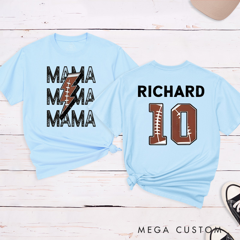 Personalized American Football and Rugby Mama T-Shirts Featuring Custom Your Name – Personalized for Game Day Pride