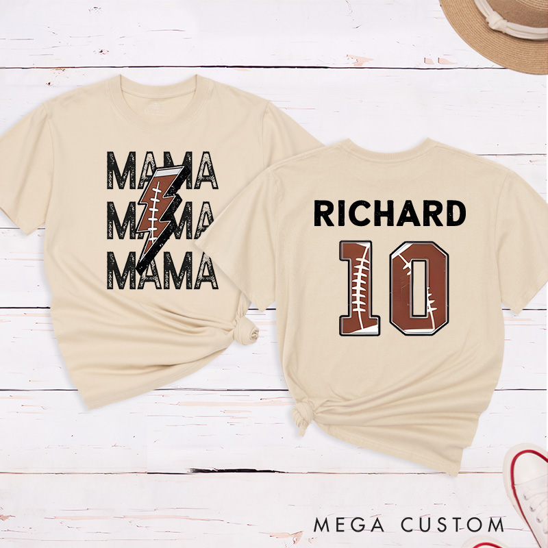Personalized American Football and Rugby Mama T-Shirts Featuring Custom Your Name – Personalized for Game Day Pride