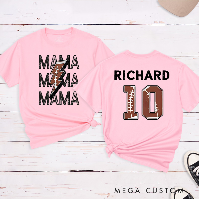 Personalized American Football and Rugby Mama T-Shirts Featuring Custom Your Name – Personalized for Game Day Pride