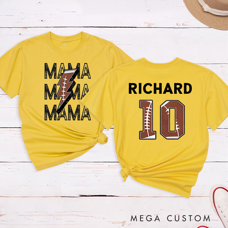 Personalized American Football and Rugby Mama T-Shirts Featuring Custom Your Name – Personalized for Game Day Pride