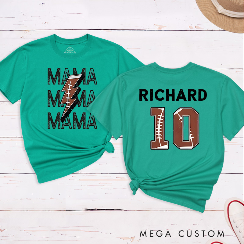 Personalized American Football and Rugby Mama T-Shirts Featuring Custom Your Name – Personalized for Game Day Pride