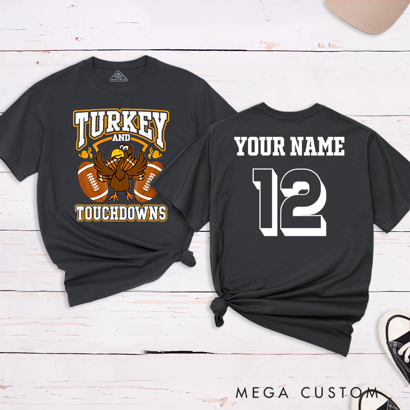 Personalized American Football and Rugby Turkey T-Shirts Featuring Custom Name and Number