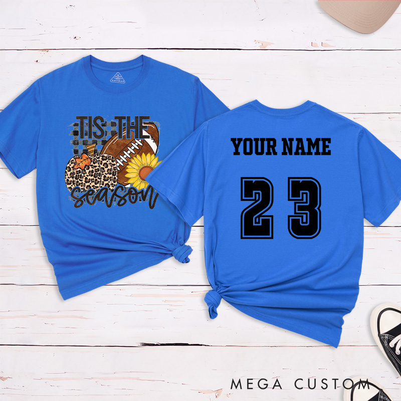 Personalized American Football and Rugby T-Shirts Featuring Custom Name and Number- Tis the Season