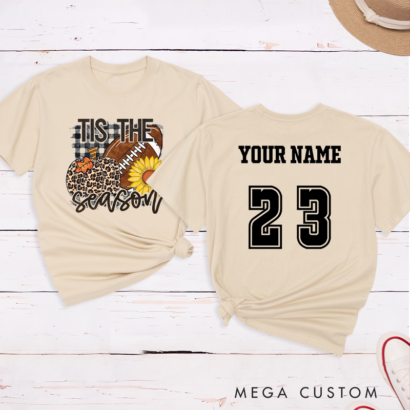 Personalized American Football and Rugby T-Shirts Featuring Custom Name and Number- Tis the Season