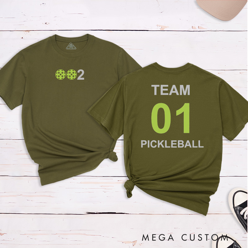 Personalized Pickleball T-Shirts Featuring Team Name and Number - Custom Pickleball Gear