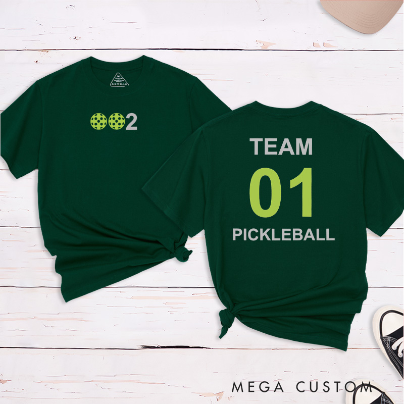Personalized Pickleball T-Shirts Featuring Team Name and Number - Custom Pickleball Gear