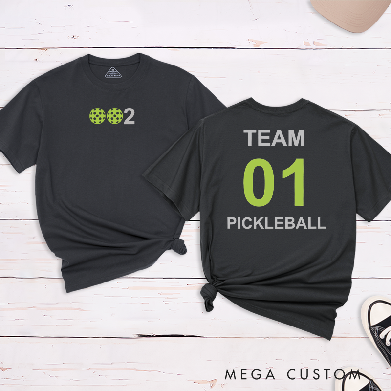 Personalized Pickleball T-Shirts Featuring Team Name and Number - Custom Pickleball Gear