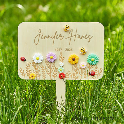 Personalized Memorial  Garden Sign for Loss of Loved One Custom Name Memorial Wood Tree Plaque with Stake Sympathy Gifts Celebration of Life