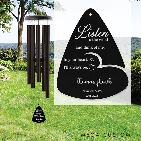 Personalized Memorial Wind Chimes for Loss of Loved One Sympathy Wind Chimes Gift Bereavement Gifts Outdoor Garden Decor with Soothing Melodic Tones