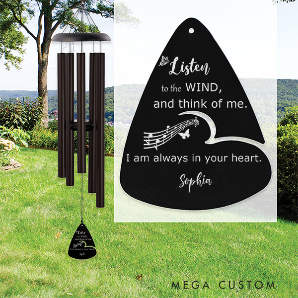 Personalized Listen to the Wind Memorial Chime In Memory of Wind Chime for Loss of Loved One Bereavement Gifts for Funeral 