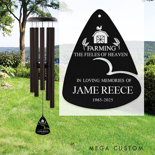 Personalized Farming in Heaven Wind Chime Farm Memorial Wind Chime Farmer Memorial Wind Chime Gift for Loss of Grandpa Father Loved One Wind Chime