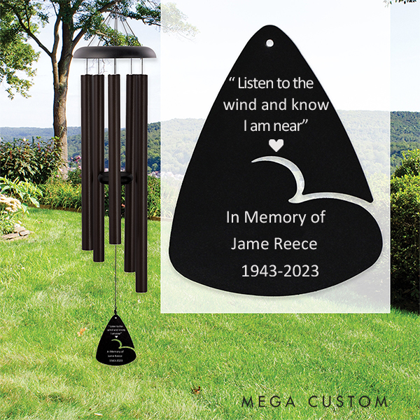 Personalized Listen to the Wind and Know I am Near Memorial Wind Chimes Sympathy Wind Chimes for Loss of A Loved One Bereavement and Condolence Gift
