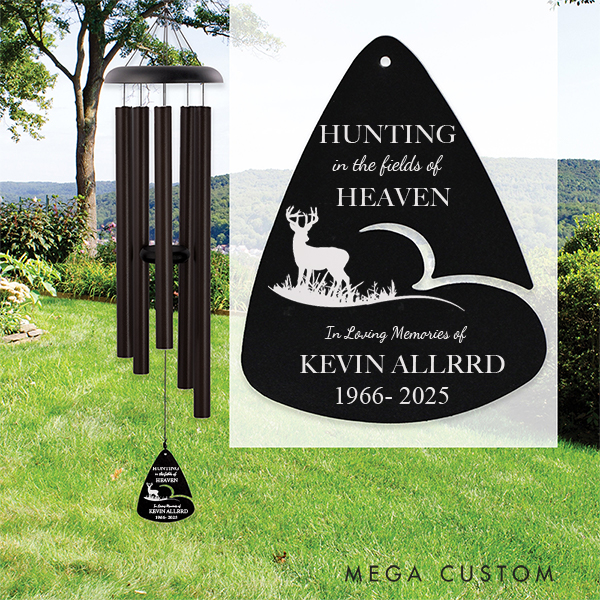 Personalized Hunting in Heaven Wind Chime Memorial Wind Chime  for Loss of Grandpa or Loved One Hunting Memories Sympathy Gifts