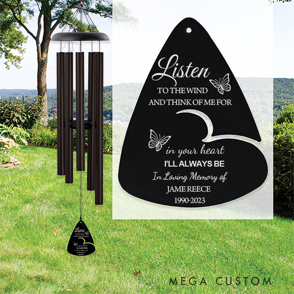 Personalized Memorial Wind Chime for Loss of Loved One Listen to the Wind Sympathy Gift Garden Hanging Decorations Bereavement Gift