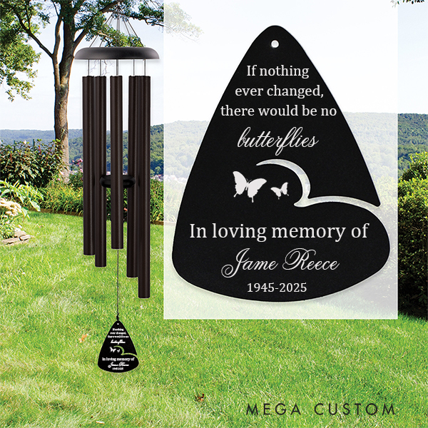 Personalized Butterflies Memorial Wind Chime for Loss of Loved One in Loving Memory of Wind Chime Remembrance Wind Chime Gift