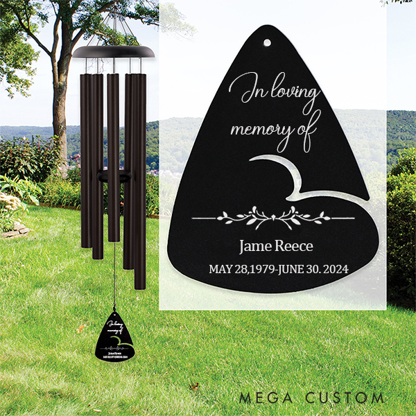 Personalized Sympathy Wind Chimes Deep Tone Soothing Memorial Wind Chimes for Loss of Loved One Bereavement Gift in Memory of Wind Chimes 
