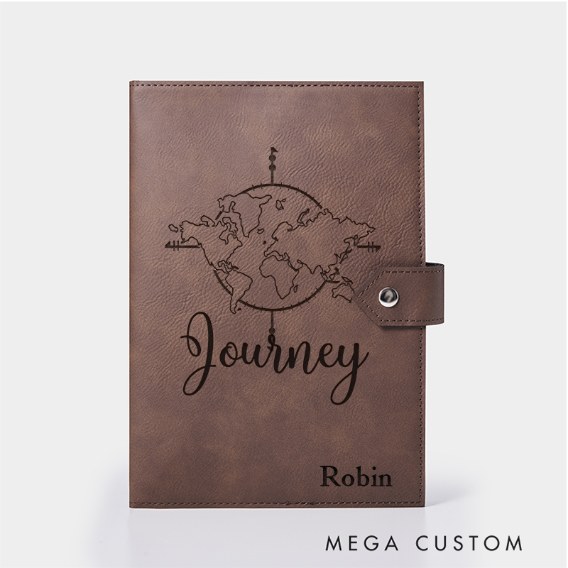 Personalized Journey Leather Notebook for Traveling Lovers Leather Journal Travel Gift