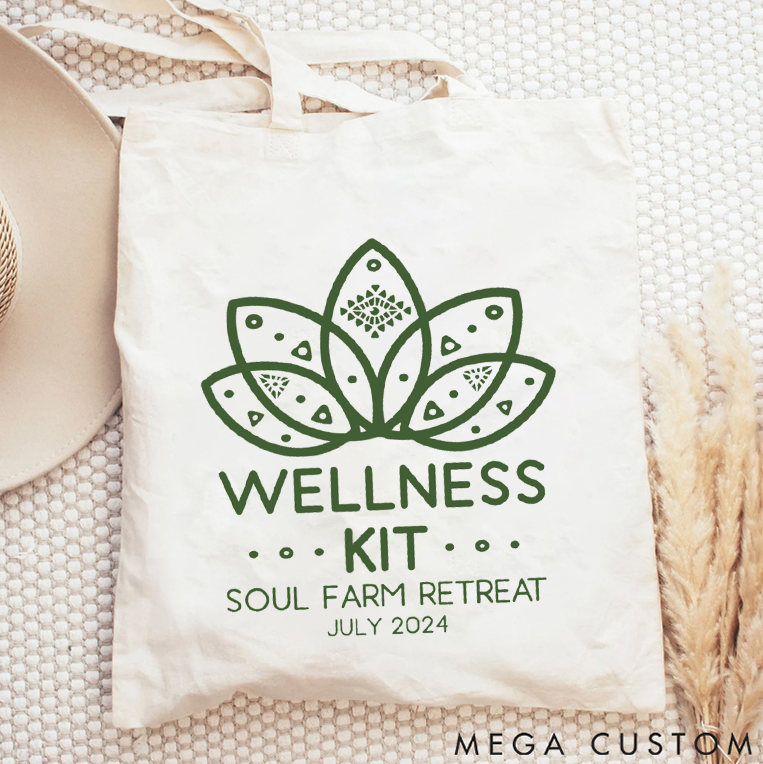 Personalized Wellness Kit Tote Bag with Lotus Design Yoga Tote Bag Perfect for Yoga and Soul Retreats