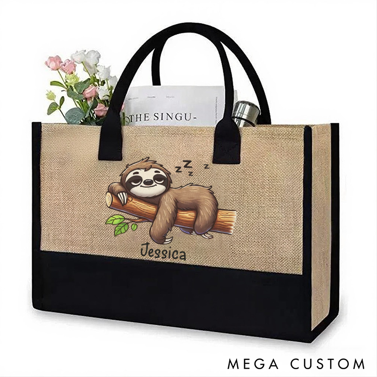 Personalized Sloth Yoga Tote Bag Sloth Lover Gift Yoga Gift Funny Sloth Bag Perfect for Yoga Gym Travel and Daily Use