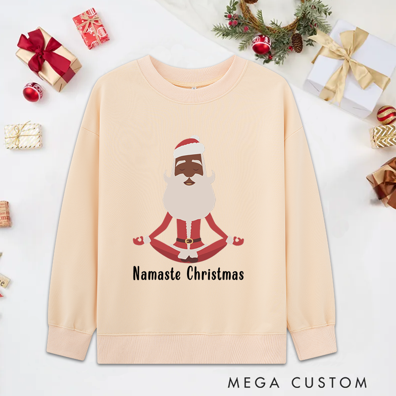 Personalized Namaste Christmas Yoga Classic Sweatshirts with Meditating Santa Design Christmas Yoga Sweatshirts Gift Perfect for Yoga Lover and Holiday
