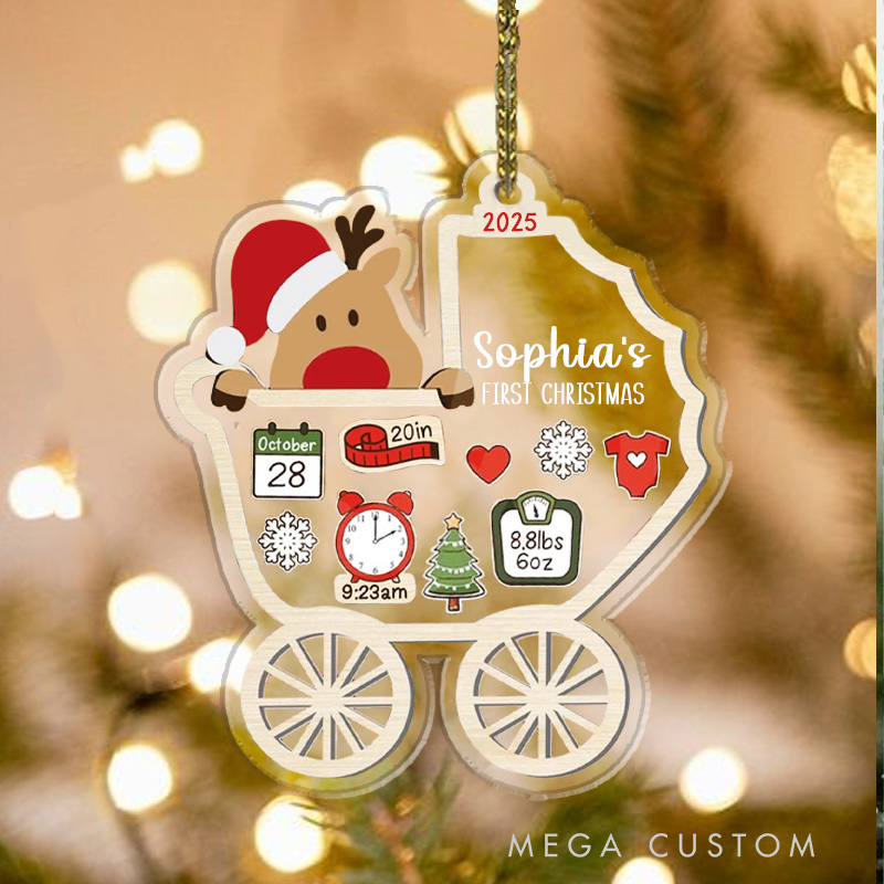 Personalized Babys First Christmas Ornament 2025 New Baby Gift 2D Babies Ornament Baby Name Xmas Keepsake