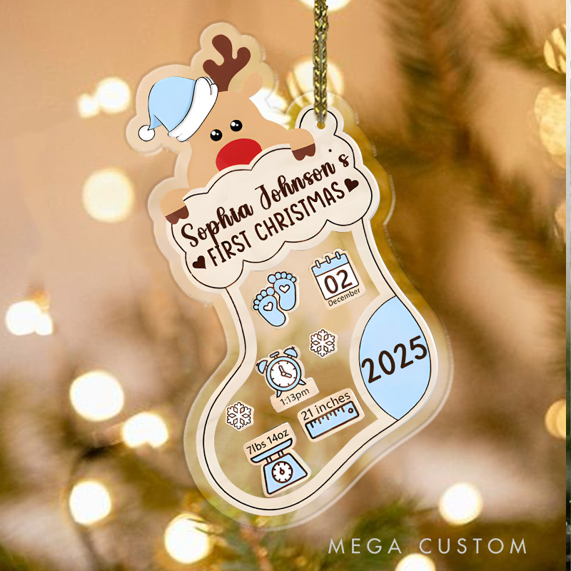 Personalized Baby's First Christmas Ornament Baby New Born Ornament Baby Xmas Shower Gift