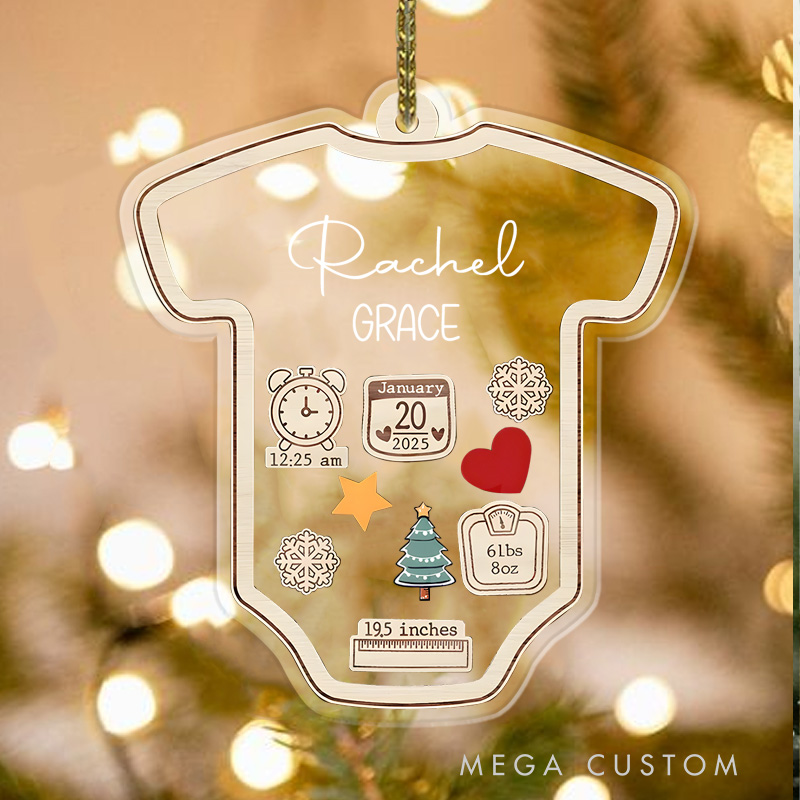 Personalized Baby Christmas Ornament Baby Name Newborn Gift 2D Babies Ornament Baby Keepsake