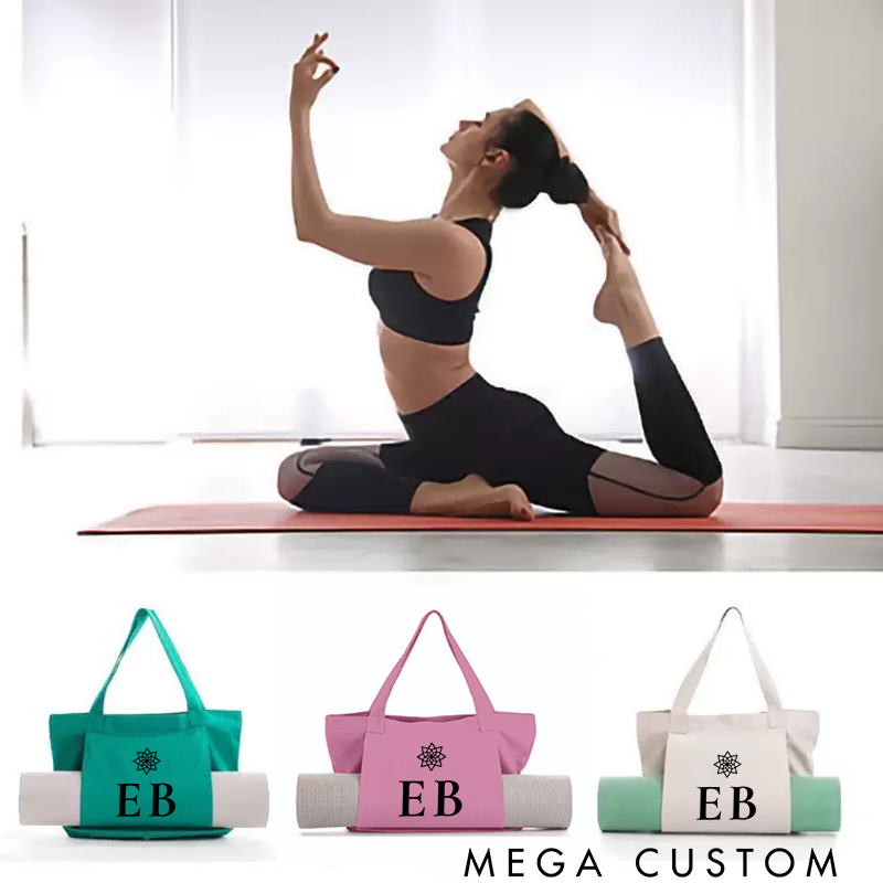 Personalized Yoga Mat Tote Bag Eco-Conscious Cotton Tote Bag Canvas Mindfulness Tote Bag Perfect Gift for Yoga and Fitness Enthusiasts