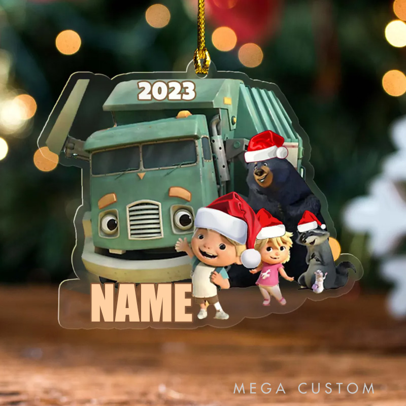 Personalized Christmas Ornament Trash Truck Cutout Ornament Trash Truck Christmas Ornament 