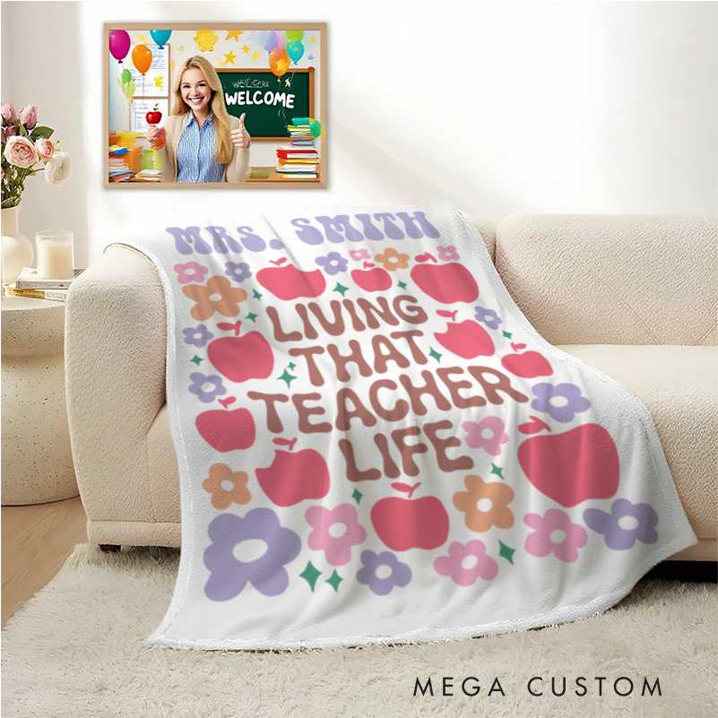 Personalized Teacher Name Blanket Cute Design Teacher Blanket Gift for Teacher