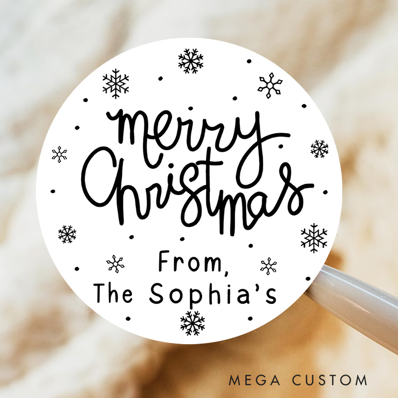 Personalized Elegant Snowflake Family Holiday Greetings Christmas Gift Tags