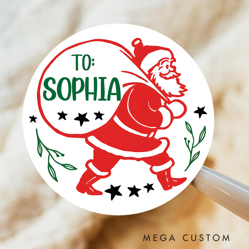 Personalized Classic Santa Delivers Festive Cheer to XX Christmas Gift Tags