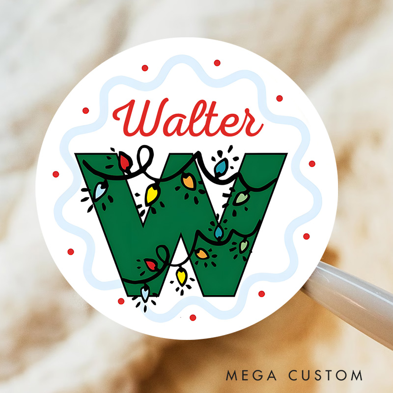 Personalized Festive Initial Wreath Celebrating XX's Holiday Spirit Christmas Gift Tags