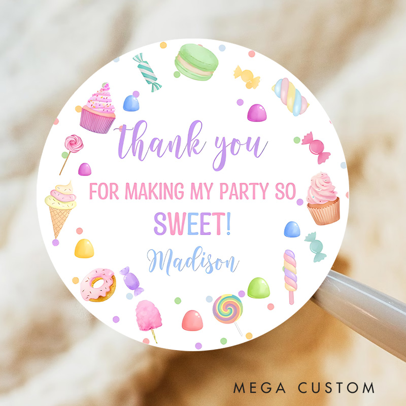 Personalized Sweet Celebration Thank You from XX's Party Gift Tags