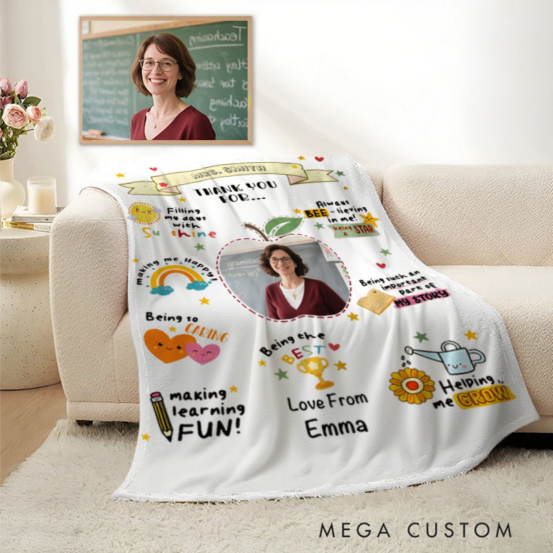 Personalized Teacher Blanket Thank You Teacher Design Teacher Blanket Gift for Teacher