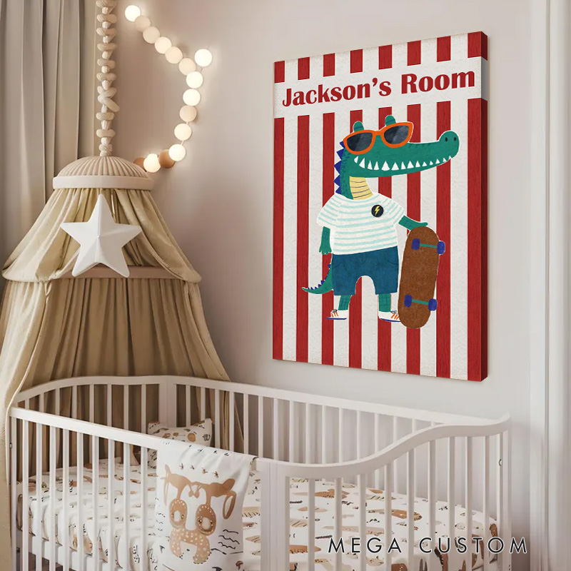Personalized Room Decor for Kids with Custom Name and Playful Animal Illustration