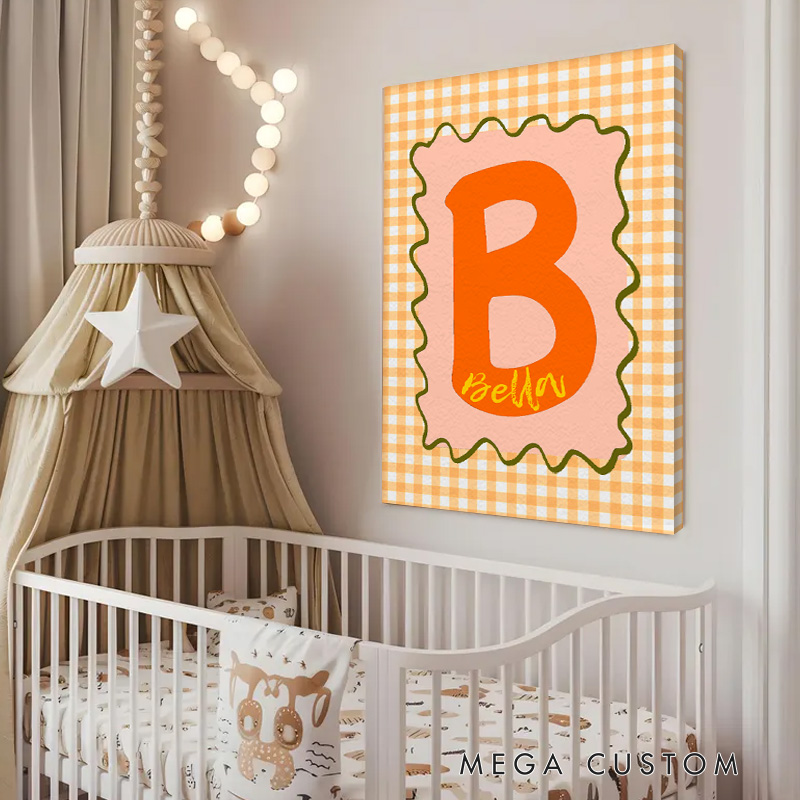 Personalized Initial Art with Custom Name and Bright Colorful Letter for Kids Room Decoration