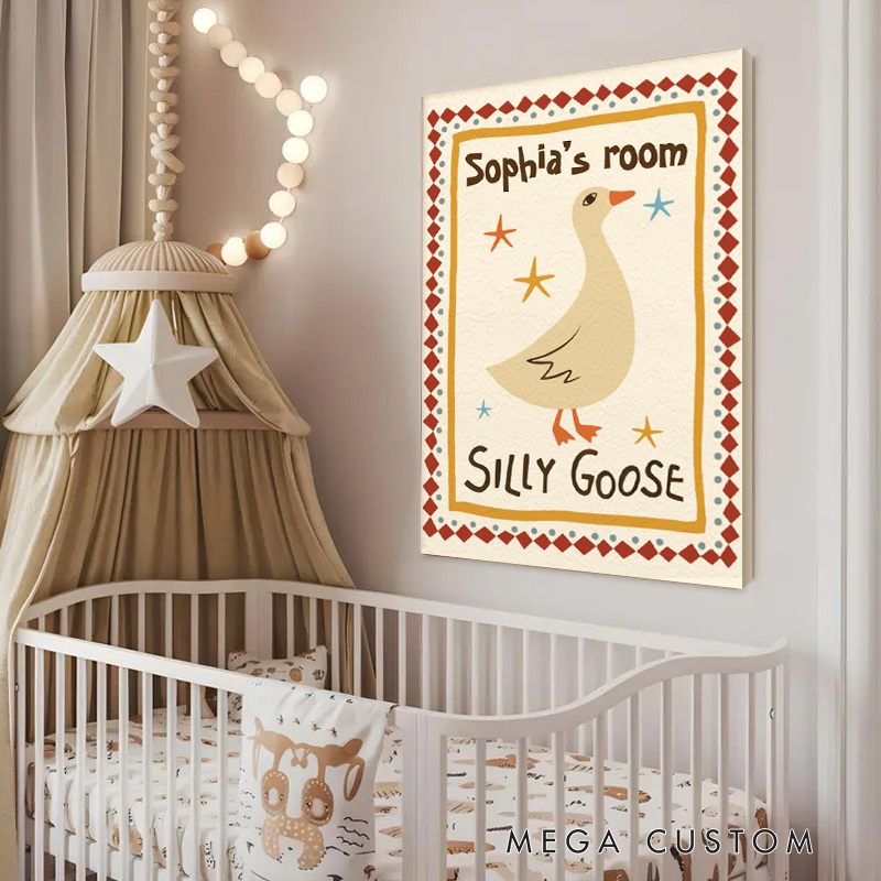 Personalized Silly Goose Poster with Custom Name for Playful and Fun Kids Room Decor