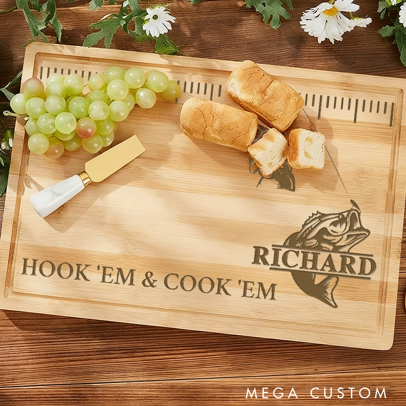 Personalized Fishing Cutting Board Engraved Fisherman Gift Charcuterie Board Cutting Board For Fisherman Fishing Gift For Fishing Lover