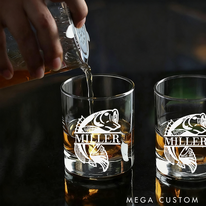 Personalized Fishing Hook Glass with Fish Design Custom Name Unique Gift for Anglers Fishermen and Outdoor Enthusiasts