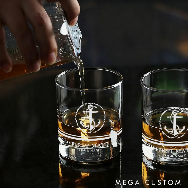Personalized Fishing Whiskey Glass with Anchor Design Perfect Gift for Anglers Boating Enthusiast and First Mate
