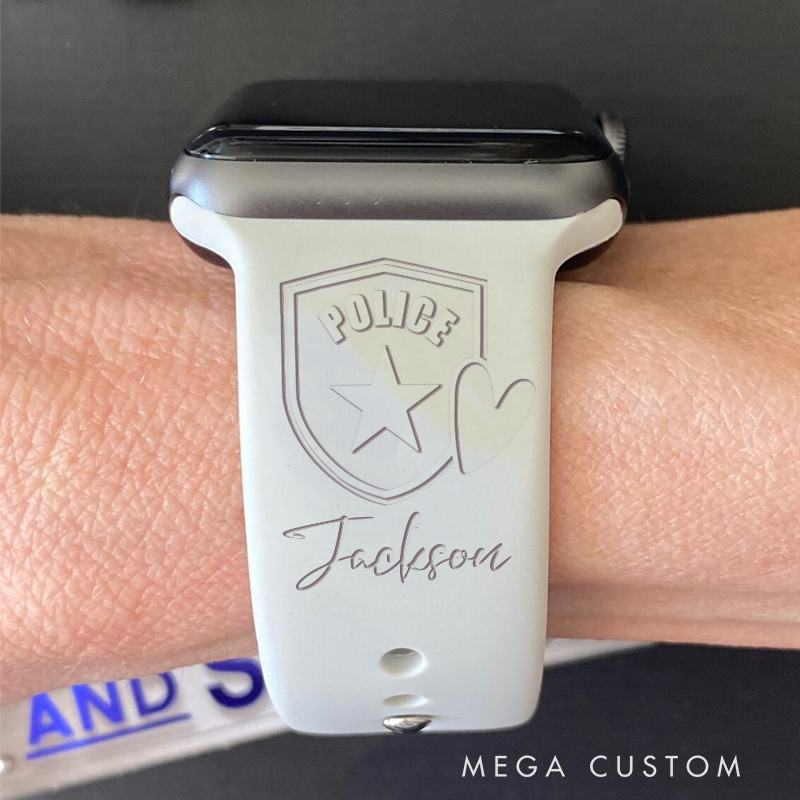 Personalized Police Dad Silicone Watch Band with Heartfelt Design Gift for Police Officer