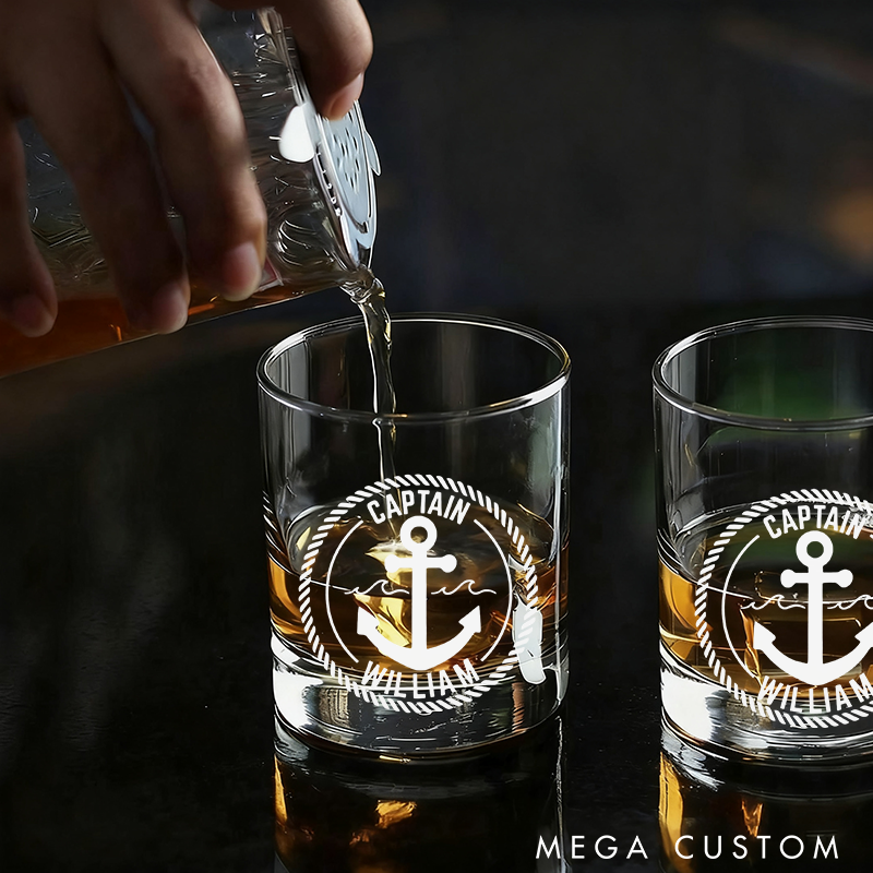 Personalized Fishing Whiskey Glass with Anchor Design Nautical Gift Fisherman Whiskey Glass Perfect Gift for Fishermen Boaters and Nautical Enthusiasts