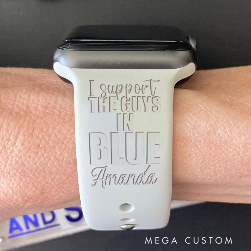 Personalized I Support Police Silicone Watch Band with Tribute Design Gift for Police Officer