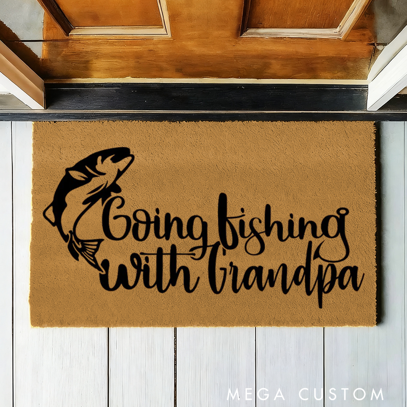 Personalised Going Fishing Doormat Welcome Mat Fathers Day Door Mat Family Home Decor Fathers Day Gift Perfect Gift for Fishing Lover