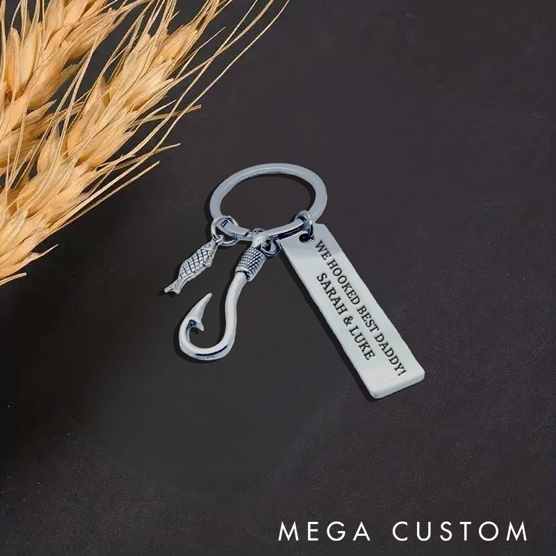 Personalized Fishing Keychain Personalized Fathers Day Gift for Dad Grandpa Stepdad Boyfriend Husband Father in Law Papa Fathers Day Gift from Kids